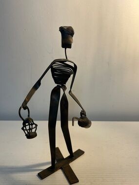 Handcrafted Metal Gardener Sculpture